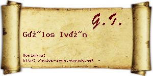 Gálos Iván névjegykártya